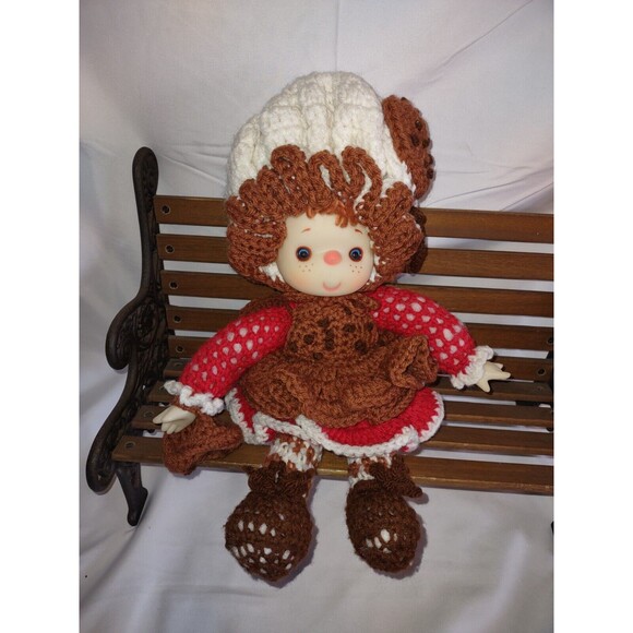 Vintage Crocheted Strawberry Shortcake 16in Doll Chocolate Chip Ice Cream - Picture 5 of 14